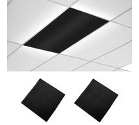 2 Pcs Fluorescent Light Covers, 4 x 2 Feet Magnetic Light Covers for Ceiling Lights Shade Panel, Drop Ceiling Light Filters Covers for Office Classroom School Home, Polyester Fabric Material, Black