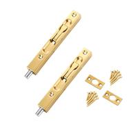 2 Pcs Flush Bolt Latch, 6 Inch Stainless Steel Sliding Bolt Lock Concealed Door Security Bolts with Screws for Bathroom, Cupboard, Internal Doors (Gold)