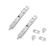 2 Pcs Flush Bolt Latch, 6 Inch Stainless Steel Sliding Bolt Lock Concealed Door Security Bolts with Screws for Bathroom, Cupboard, Internal Doors (Silver)