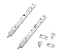 2 Pcs Flush Bolt Latch, 8 Inch Stainless Steel Sliding Bolt Lock Concealed Door Security Bolts with Screws for Bathroom, Cupboard, Internal Doors (Silver)