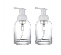 2 PCS Foam Dispenser Glass Soap Dispenser,Foaming Soap Dispenser 8.5 Oz Transparent Foam Pump Bottle for Bathroom and Kitchen, Refillable with Foam Soap Dispenser(250ml)