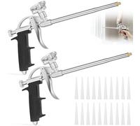 2 Pcs Foam Gun with 20 Nozzles, Heavy Duty PU Expanding Foaming Guns, Professional Dispensing Spray Foam Gun, Thermal Insulation Application Applicator for Caulking, Filling & Sealing