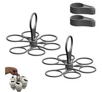 2 Pcs Foldable Coffee Carrier Drink Holder: Foldable 6-Cup Holder - Portable Drinks Holder Tray with Handle - Holiday Plastic Drink Carriers for Coffee, Cups & Beverages