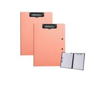 2 Pcs Folding Clipboard,Clipboard Foldable 9x12.5 Waterproof File Folder Clip Boards,A4 or A3 Size File Cover Folder Writing Clipboards with Two Metal Clip,Support Horizontal and Vertical (Pink, A4)