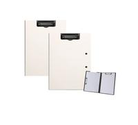 2 Pcs Folding Clipboard,Waterproof File Folder Clipboards,A4 or A3 Size File Cover Folder Writing Clipboards with Two Metal Clip,Support Horizontal and Vertical (White)