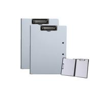 2 Pcs Folding Clipboard,Waterproof File Folder Clipboards,A4 or A3 Size File Cover Folder Writing Clipboards with Two Metal Clip,Support Horizontal and Vertical (Grey)
