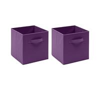 2 PCS Folding Collapsible Storage Cube Boxes for Kids Toy Clothes with Handle, Foldable Kids Canvas Unit Cube Organiser Basket Bin for Nursery Children Bedroom Wardrobe (Pack of 2, Purple)