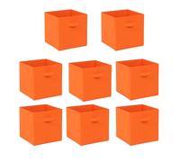 2 PCS Folding Collapsible Storage Cube Boxes with Handle for Kids Toy Clothes, Foldable Canvas Unit Cube Organiser Basket Bin for Nursery Children Bedroom Wardrobe (30*30cm Orange, Pack of 8)