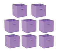 2 PCS Folding Collapsible Storage Cube Boxes with Handle for Kids Toy Clothes, Foldable Canvas Unit Cube Organiser Basket Bin for Nursery Children Bedroom Wardrobe (30*30cm Light Purple, Pack of 8)