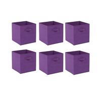 2 PCS Folding Collapsible Storage Cube Boxes with Handle for Kids Toy Clothes, Foldable Canvas Unit Cube Organiser Basket Bin for Nursery Children Bedroom Wardrobe (30*30cm Purple, Pack of 6)