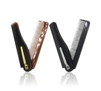 2 PCS Folding Comb for Beard Hair, Fine Toothed Folding Pocket Beard Combs for Men, Moustache Shaping Comb, Portable Travel Hair Brush, Pocket Flip Combs for Grooming Combing Hair Beards and Mustaches