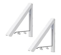 2 Pcs Folding Laundry Rack, Wall Mounted Retractable Clothes Hanger, Zinc Alloy Drying Rack with 15.7 in / 40 cm Rod, Space Saving Clothes Drying Rack for Indoor & Outdoor Use