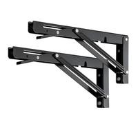 2 Pcs Folding Shelf Brackets Heavy Duty, 10 Inch Triangle Wall Brackets for Shelves, 90 Degree Right Angle Black Metal Floating Shelf Support Brackets, for Living Room DIY, Max Load 220LBS
