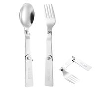 2 Pcs Folding Sporks Stainless Steel Set, Foldable Travel Utensils, Portable Folding Stainless Steel Spoon Fork, Portable Camping Fork and Spoon Set, Camping Utensils Gear to Picnic, Hiking