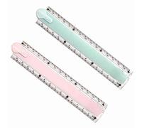 2 Pcs Folding Transparent Plastic Geometric Ruler - School Stationery for Students & Kids (Colour Random)