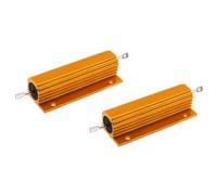 2 Pcs FONGKNOX 100W 5R Aluminum Housing Resistor 5 Ohm Aluminum Gold Shell Case Wirewound Resistor Load Resistors Heatshink Housing Repair Test Metal Resistor