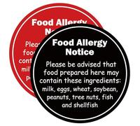 2 Pcs Food Allergy Notice Sign Stickers 7 inch Caution Allergy Warning Commercial Allergy Placard Label Caution Danger Safety Security Signs for Restaurant Food Coffee Shop Bakery (Two-Tone)