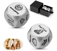 2 Pcs Food Decider Dice Set, Steel Dice with Drawer Case, Date Night Gift for Couples, Anniversary, Wedding, Birthday