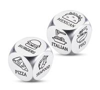 2 PCS Food Decision Dice for Couples Sweetest Day Gifts for Boyfriend Girlfriend Santa Swap Gift Exchange Dice White Elephant Christmas Stocking Stuffers for Women Men 11th Anniversary Valentine Gift