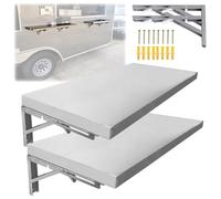2 PCS Food Truck Folding Concession Shelf 24x12 48x12 36x12 60x12 72x12 In, Stainless Steel Food Service Shelves Wall Mounted, Truck Shelf Countertop Extension Fold Down(Silver,38x12in/96x30cm)