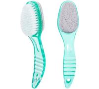 2 Pcs Foot Brush for Shower with Handle 2 in 1, Ooloveminso Large Foot Pumice Stone Brush Scrubber Foot File Calluses Remove Suitable for Horniness Foot Spa, Foot Care Smooth Skin (Green)