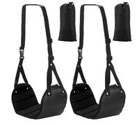 2 Pcs Foot Hammock for Flight, Airplane Foot Rest, Foot Rest for Plane, Airplane Foot Hammock, Travel Essentials Portable Travel Footrest Flight Carry-On Adjustable Height Travel Accessories (Black)