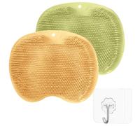 2 Pcs Foot Scrubber for Shower, with Non-Slip Suction Cups, Yellow and Green, for Daily Foot Hygiene and Post-Workout Care, Ideal for Seniors and People with Mobility Issues