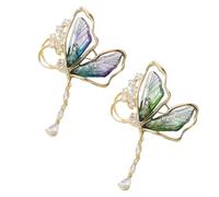 2 Pcs Forest Tassel Brooch Pins, Translucent Butterfly Brooch Vintage Pin Insect Shape Brooches Inset Pins Gift for Women Girls