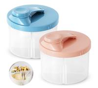2 PCS Formula Powder Pots, Easy to Clean Portable Formula Dispenser, Rotatable with Cover Baby Milk Powder Dispenser Pots, for Shopping Travel