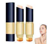 2 Pcs Foundation Stick, 2-in-1 Foundation Stick with Brush, Full Coverage Concealer, Long-Lasting Hydrating Face Foundations for Natural Makeup, Water & Sweat-proof, White Concealer Sticks (Natural)