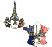 2 Pcs France Map Refrigerator Sticker-Europe Tourist Souvenir, Innovative 3D Resin Fridge Magnet Stickers, Notre-Dame Cathedral De Paris France Eiiffel Tower, Refrigerator Magnets