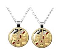 2 Pcs France Paris Landmarks Necklace, Arc de Triomphe Eiffel Tower Crystal Glass Pendant, Paris Travel Souvenir