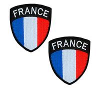 2 PCS France Shield Flag Patch Embroidered Applique Iron On Sew On Gaule Français Shield National Emblem Patch for Jackets Jeans Jersey Biker Soccer Clothes Uniform Ironing Sewing Art