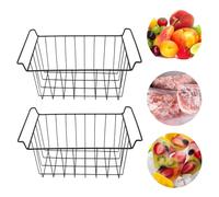 2 Pcs Freezer Wire Storage Basket PE Coated Hanging Rack Organizer Bin for Refrigerator Shelves Metal Food Easy Access Maintenance Steel Solid Construction