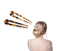 2 Pcs French Hair Forks U Shaped Hairpin Tortoise Shell Hair Pin French Style 2 Prong Bun Hair Sticks Hair Clips Updo for Women Girls Hair Styling Accessories