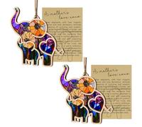 2 Pcs Friendship Elephant Ornament with Story Card, Elephant Gifts for Women, Sisterhood Hanging Elephant Decor Ornament for Christmas Tree, Mother's Day