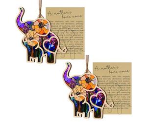 2 Pcs Friendship Elephant Ornament with Story Card, Elephant Gifts for Women, Sisterhood Hanging Elephant Decor Ornament for Christmas Tree, Mother's Day
