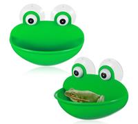2 Pcs Frog Habitat with Suction Cup, Cute Frog Dish Holder for Tree Frogs, Toad & Tadpole, Terrarium Decor for Aquarium, Fish Tank Reptile Enclosure, Frogs Tank Accessories (Green,2PCS)