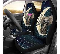 2 Pcs Front Seats Cushion Cover Comfortable Bucket Seats Covers Dirty-Proof Car Seat Protector Universal Fit Mpv Truck Car Elephant Couple I Love You To The Moon And Back