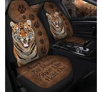 2 Pcs Front Seats Cushion Cover Comfortable Car Seat Protector Fashion Car Seat Cover Universal Fit Truck Mpv Sedan Tiger Angry Get In Hold On
