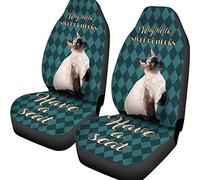 2 Pcs Front Seats Cushion Cover Dirty-Proof Bucket Seats Covers Breathable Car Seat Cover Universal Fit Suv Mpv Sedan Siamese Cat Why Hello