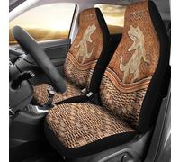2 Pcs Front Seats Cushion Cover Elasticity Car Seat Protector Machine Washable Bucket Seats Covers Universal Fit Truck Suv Mpv Angry Dinosaur Bamboo Basket Style