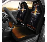 2 Pcs Front Seats Cushion Cover Machine Washable Car Seat Cover Dirty-Proof Car Seat Protector Universal Fit Suv Mpv Truck It Ain'T Over Until God Says It'S Over Keep Fighting