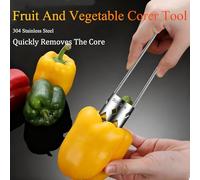 2 Pcs Fruit and Vegetable Corer Tool, Red Bell Pepper Seed Corer, Stainless Apple Seed Remover, Easy to Clean, for Vegetables Fruit Kitchen Gadget (1pcs)