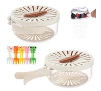 2 Pcs Fruit Washing Bowl Set, Fruit Strainer & Veggie Colander With Foldable Handles; Storage Bowl With 10 Cartoon Picks For Kitchen And Outdoor