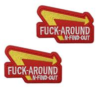 2 PCS Fuck Around Find Out Funny Patches Tactical Embroidered Emblem Applique Hook and Loop Patch for Clothes,Pouch,Vest,Hat,Bag,Jacket,Coat,Pants,Uniforms,Armband,Backpack