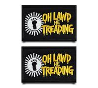 2 Pcs Fun Oh Lawd He Treading Embroidered Patch Hook & Loop Patch Funny Phrase Emblem Tactical Applique Internet Meme Decorative Accessories Patches for Outdoor Bags,Backpacks,Jacket,Vest,Clothes