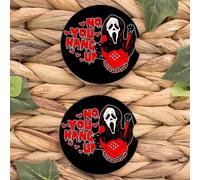 2 PCS Funny Black Ghost Car Cup Holder Coaster - Cute Ceramic Cup Holder for Valentine's Day, Halloween - Horror Skull Face Automotive Spooky Accessories