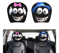 2 Pcs Funny Car Headrest Covers, Headrest Covers for Cars Pink and Blue Cartoon Elastic Pillowcase, Front Seat Head Rest Covers Car, Suitable for Decorating The Backrest of Front Seats in Cars