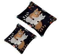 2 PCS Funny Cat Follow Your Heart Pocket Cosmetic Bag, Self-Closing Shrapnel Makeup Pouch, Portable No Zipper Mini Travel Make Up Bag for Headphones Coin Lipstick Cosmetics Earphones Jewelry Organizer